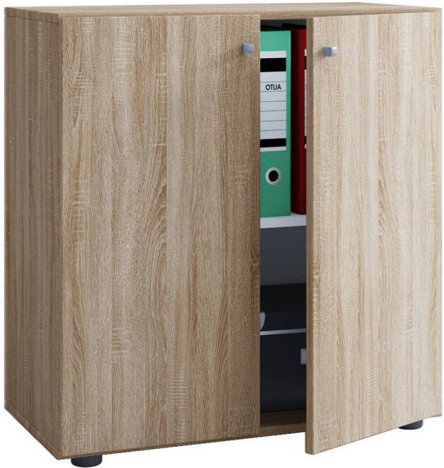 Hioshop Lona Universele kast Ladekast voor kantoor laag 2 deuren Sonoma eiken decor.