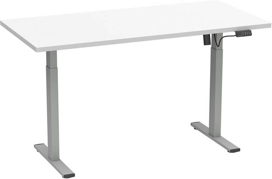 Hioshop LonaE bureau elektrische hef- en daalfunctie 110x50x71-120cm wit zilverkleurig.