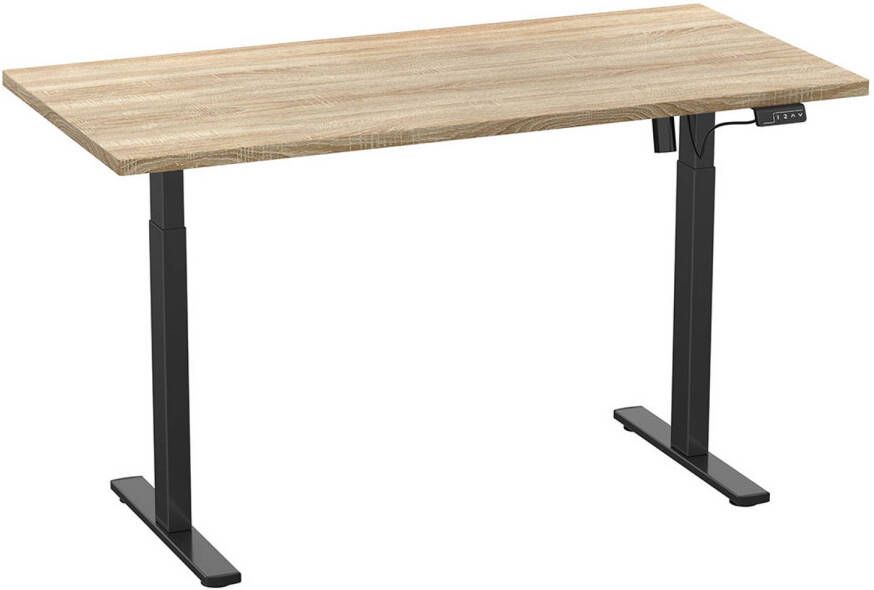 Hioshop LonaE bureau elektrische hef- en daalfunctie 110x80x71-120cm eik decor zwart.