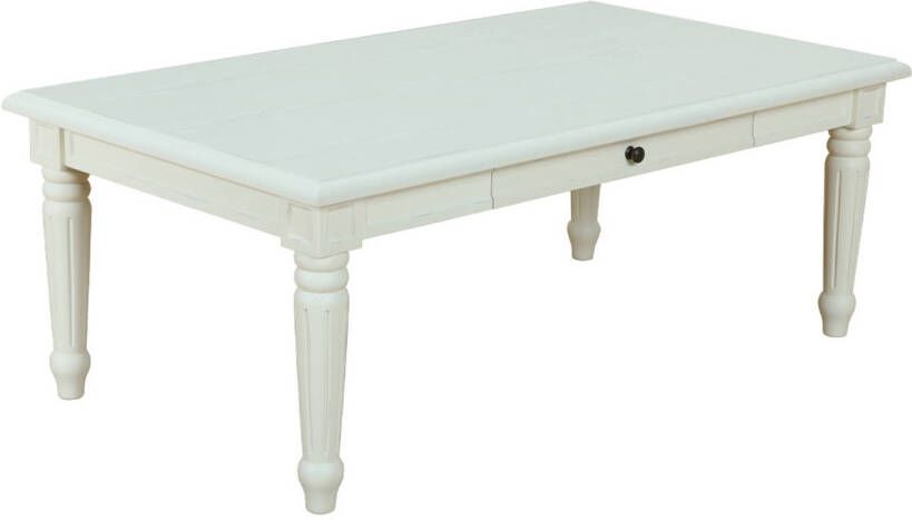 Hioshop Mozart salontafel met 2 lades antiek wit antiek gepatineerd.