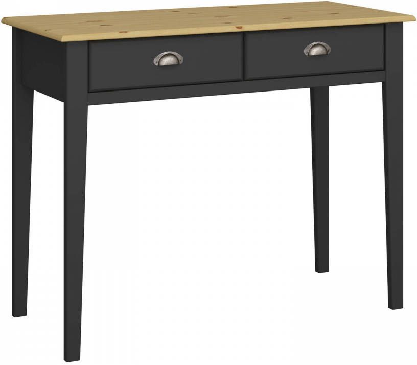 Hioshop Noah bureau 2 lades zwart gelakt gebeitst.