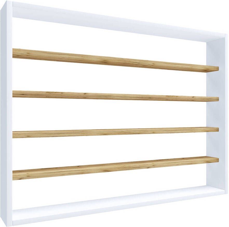 Hioshop OsadoL wandkast wandmontage 5 planken eik decor wit.