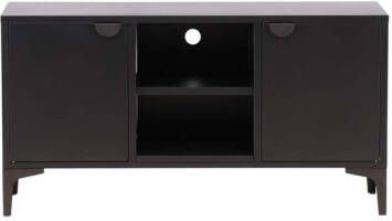 Hioshop Piring TV-meubel 2 deuren 1 plank zwart.