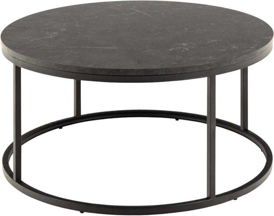 Bendt Ronde Salontafel Flemming 80cm Marmerlook zwart