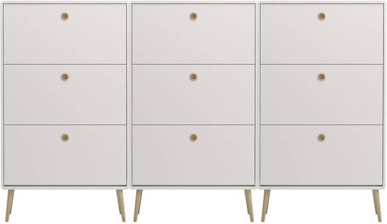 Hioshop Softline schoenenkast 9 kleppen wit.