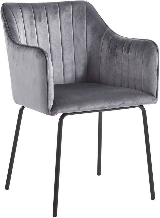 Hioshop Valia1 eetkamerstoel met armleuningen lichtgrijs.