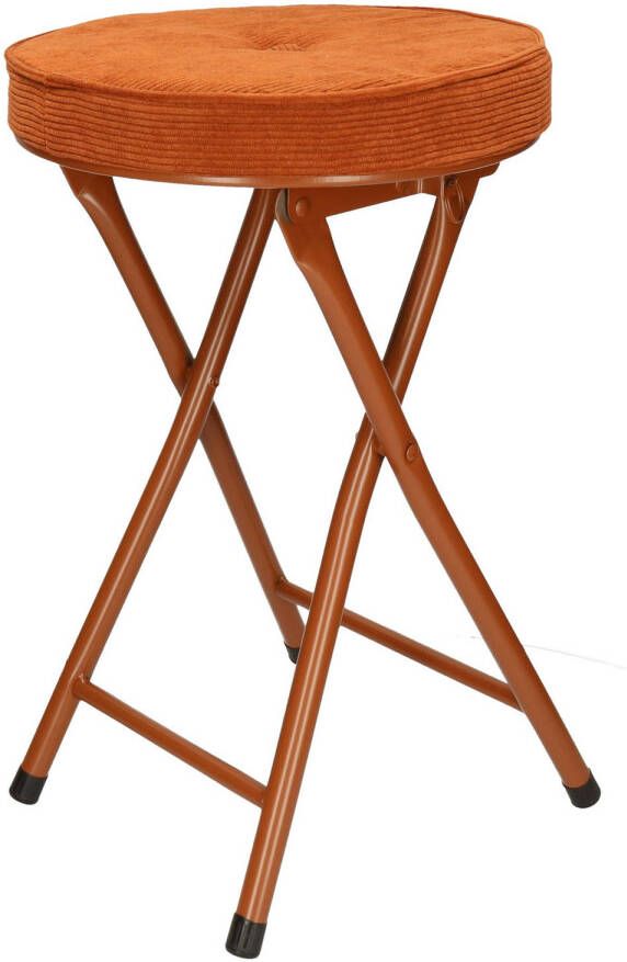 Home & Styling Bijzet krukje stoel Opvouwbaar bruin Ribcord D33 x H49 cm Krukjes