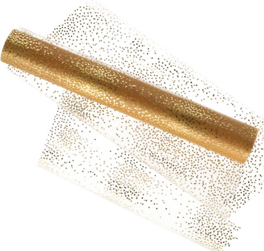 Home & Styling Decoratie stof tafelloper goud 30 x 500 cm Feesttafelkleden