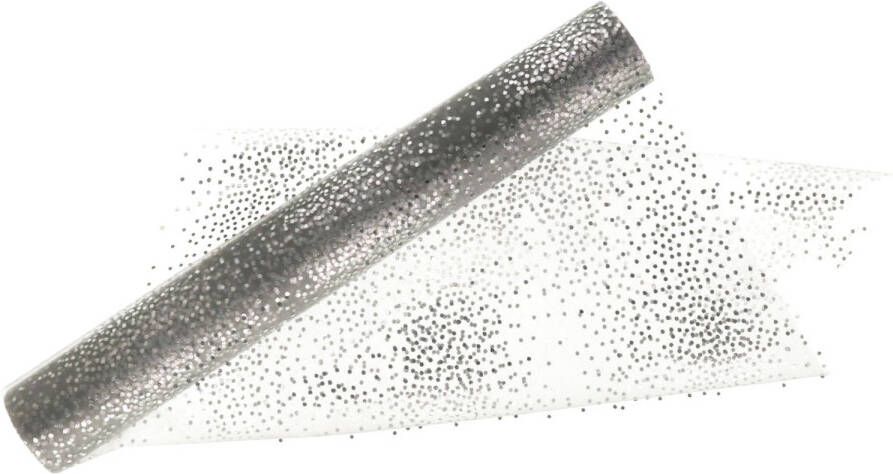 Home & Styling Decoratie stof tafelloper zilver 30 x 500 cm Feesttafelkleden