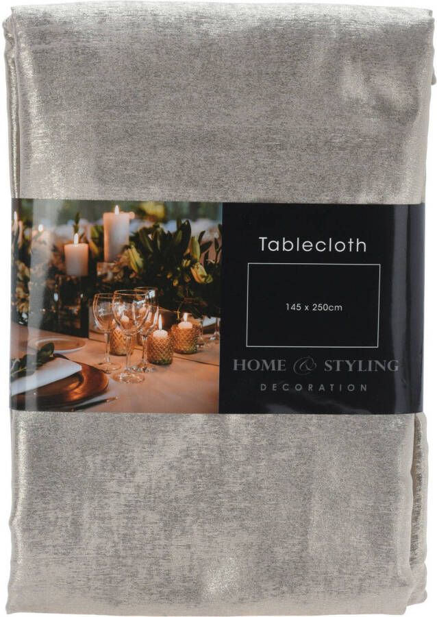 Home & Styling kerst tafellaken tafelkleed 145 x 250 cm goud Tafellakens