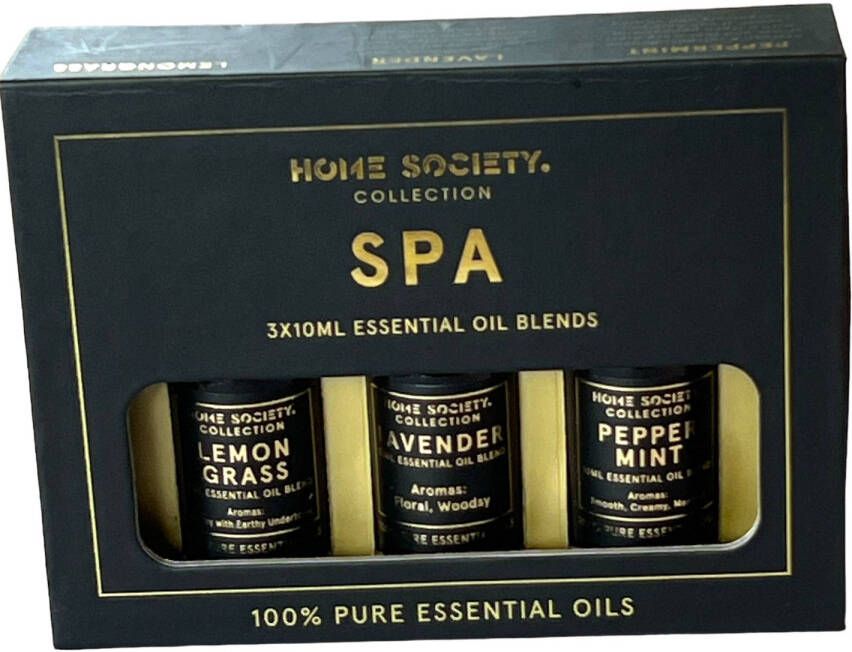 Home Society Luxe Geur olie Essential Oil Pack Spa 3 x 10ML Lemon Grass Lavender Peppermint