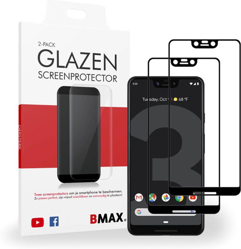 HomeLiving 2-pack BMAX Google Pixel 3XL Screenprotector Glass Full Cover 2.5D Black