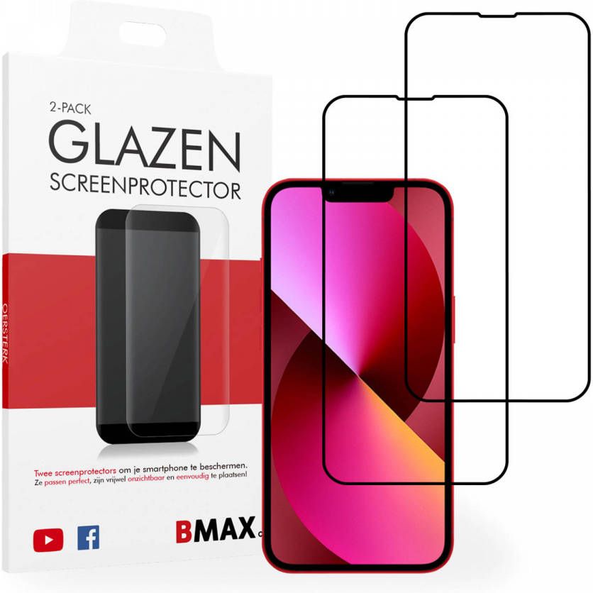 HomeLiving 2-pack BMAX iPhone 13 Screenprotector Full cover Glass 5D Black