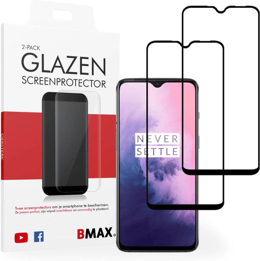 HomeLiving 2-pack BMAX OnePlus 7 Screenprotector Glass Full Cover 2.5D Black