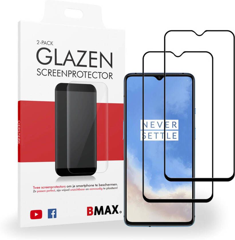 HomeLiving 2-pack BMAX OnePlus 7T Screenprotector Glass Full Cover 3D Black