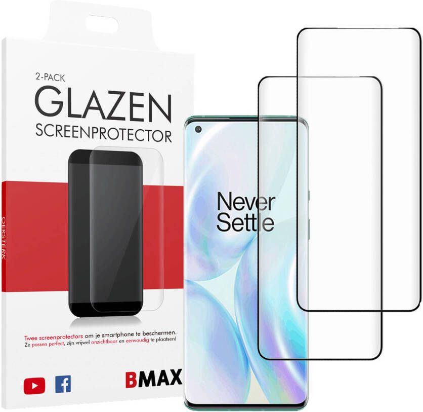 HomeLiving 2-pack BMAX Oneplus 8 Pro Screenprotector Glass Full Cover 5D Black