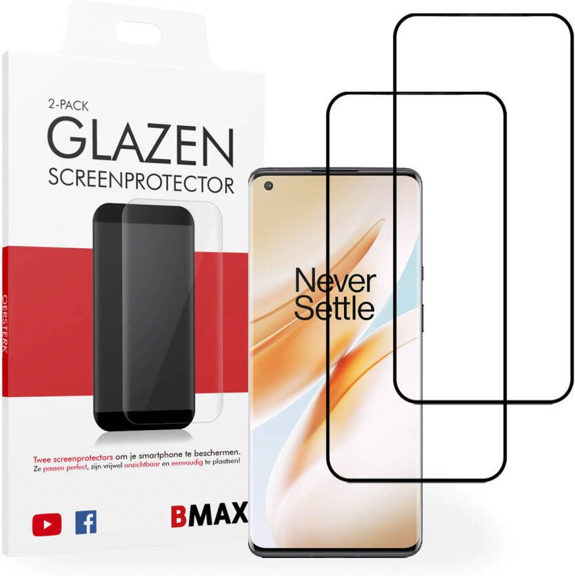HomeLiving 2-pack BMAX Oneplus 8T Screenprotector Glass Full Cover 2.5D Black