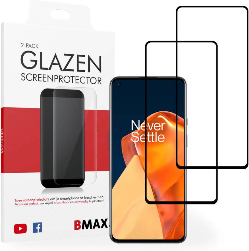 HomeLiving 2-pack BMAX Oneplus 9 Screenprotector Glass Full Cover 2.5D Black