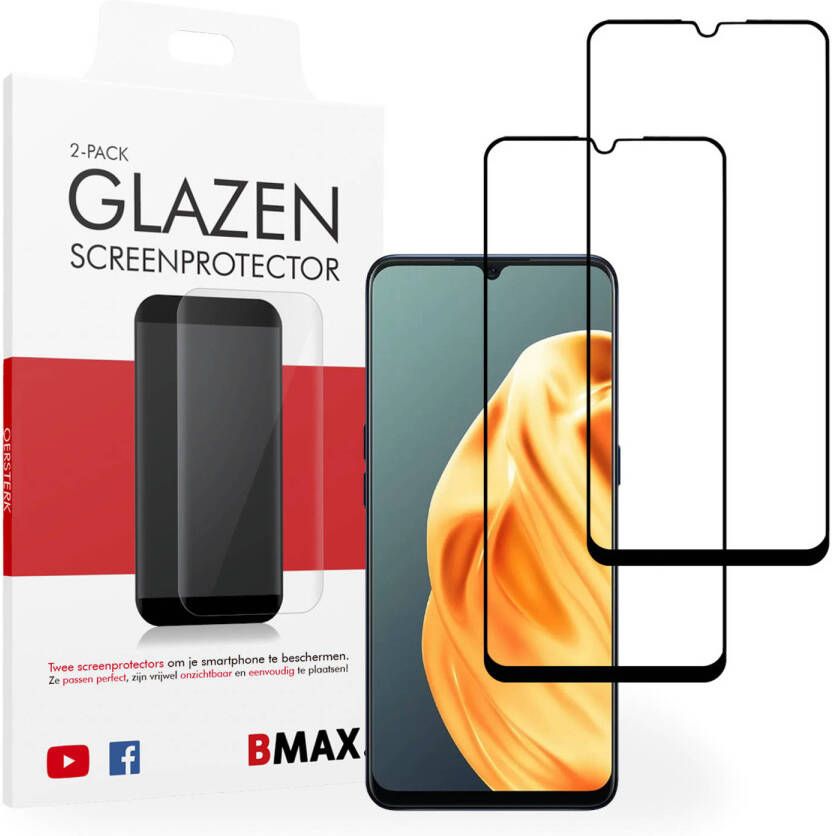 HomeLiving 2-pack BMAX OPPO A91 Screenprotector Glass Full Cover 2.5D Black