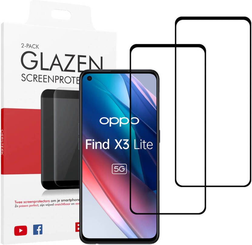 HomeLiving 2-pack BMAX OPPO Find X3 Lite Screenprotector Glass Full Cover 2.5D Black