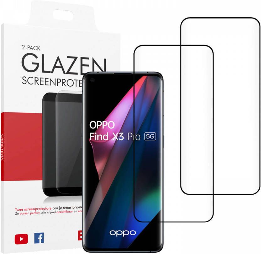 HomeLiving 2-pack BMAX OPPO Find X3 Pro Screenprotector Glass Full Cover 5D Black