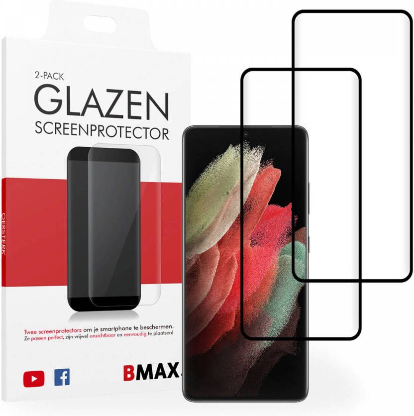 HomeLiving 2-pack BMAX Samsung Galaxy S21 Ultra Screenprotector Glass Full Cover 5D Black