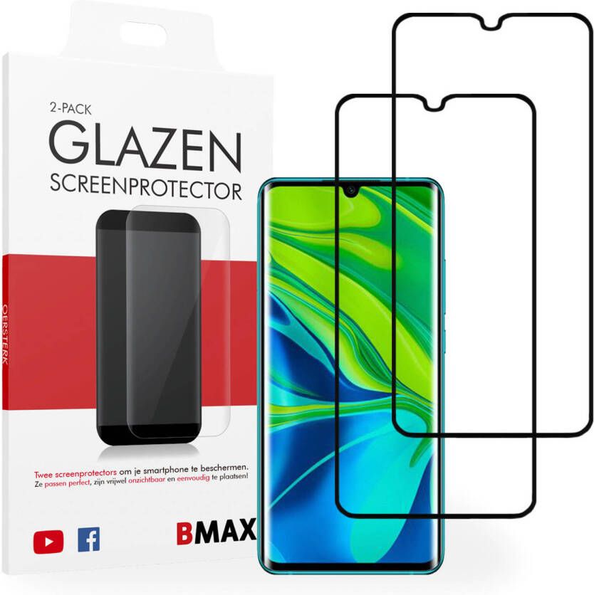 HomeLiving 2-pack BMAX Xiaomi Mi Note 10 Pro Screenprotector Glass Full Cover 5D Black