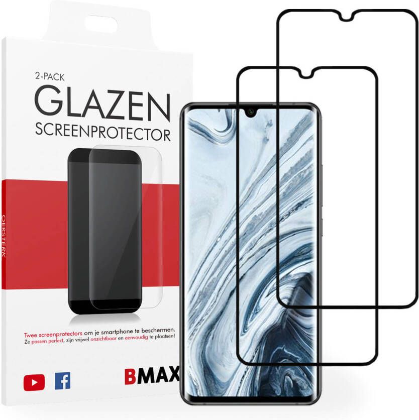HomeLiving 2-pack BMAX Xiaomi Mi Note 10 Screenprotector Glass Full Cover 5D Black