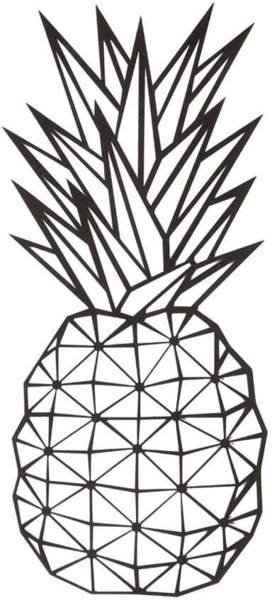 Homemaniac Homemania Wanddecoratie ananas 22x55 cm staal zwart