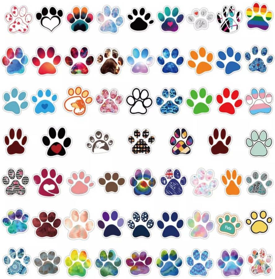 Horend Goed 60 stuks laptop stickers honden poot multi kleur