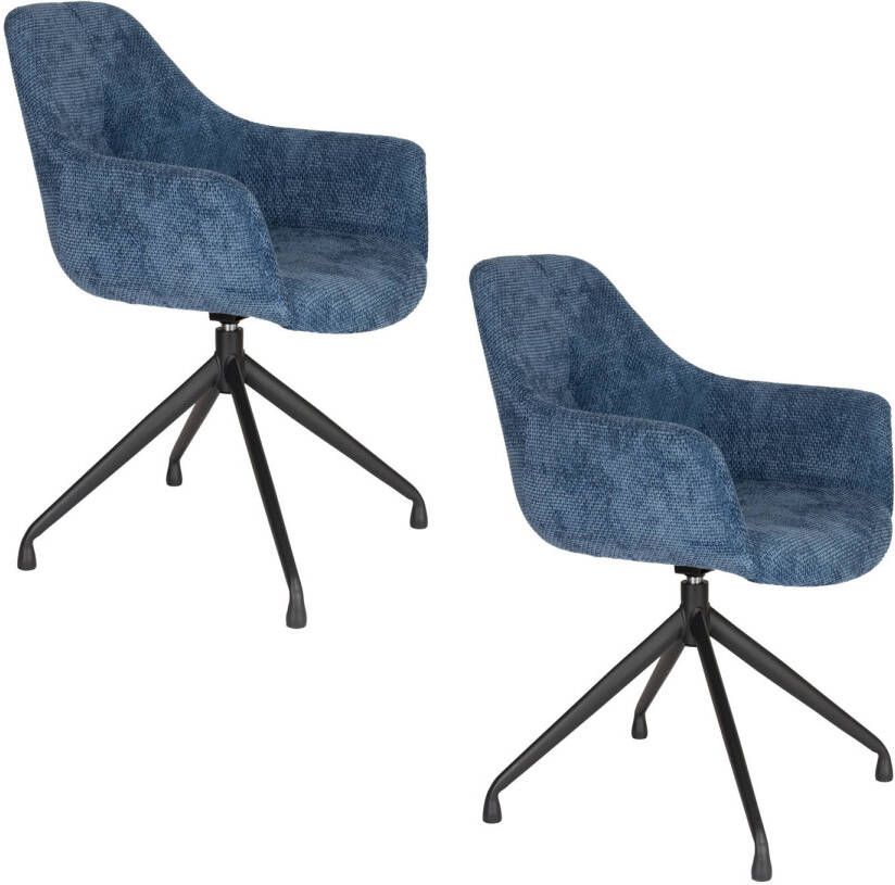 Housecraft Living Housecraft 2x Wiz Eetkamerstoel draaibaar Blauw