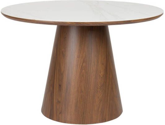 Housecraft Living Housecraft Almira Eettafel Rond 115 cm Hout Wit Bruin donker