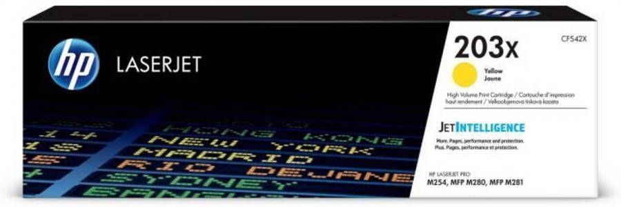 HP 203X originele LaserJet gele toner grote capaciteit (CF542X) voor Color LaserJet Pro M254 M280 M281