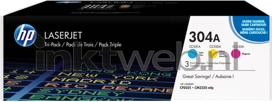 HP 304A 3-pack kleur toner