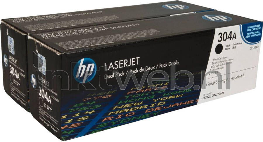 HP 304A zwarte LaserJet tonercartridge (CC530AD)