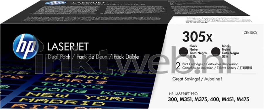 HP 305XD 2-pack zwart toner