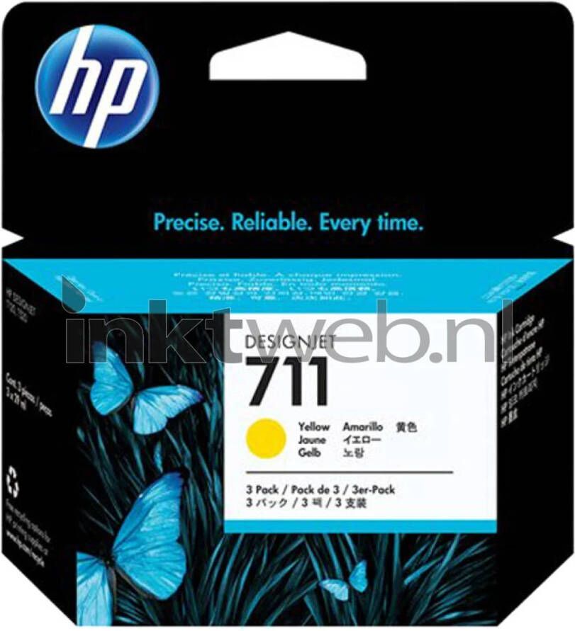 HP 711 3-pack geel cartridge