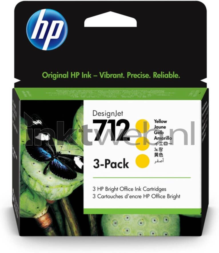 HP 712 3-pack geel cartridge