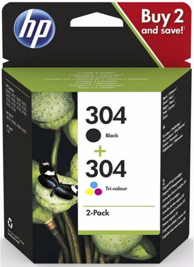 HP 304 INK COMBO 2-pack inktcartridge (zwart-kleuren)