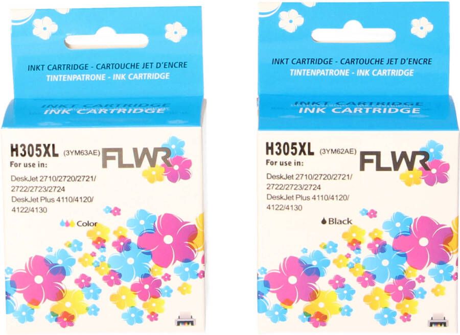 HP FLWR 305XL 2-pack zwart en kleur cartridge