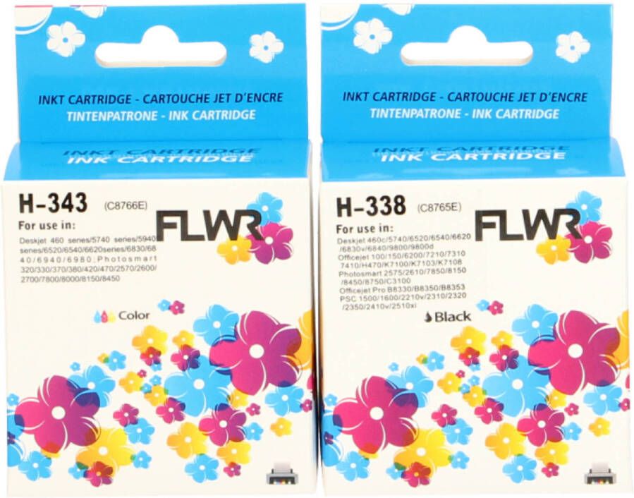 HP FLWR 338 en 343 Multipack zwart en kleur cartridge