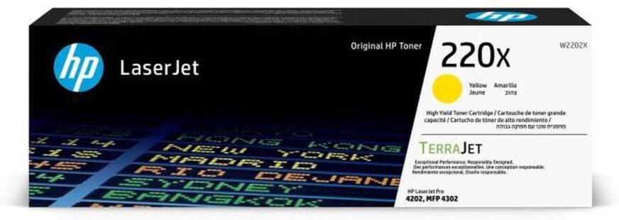 HP Originele 220X gele tonercartridge met hoge capaciteit (W2202X) voor LaserJet Pro 4202 4302