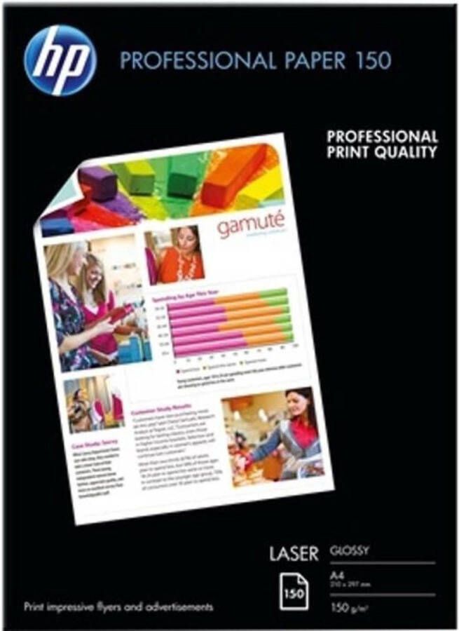 HP Professional 150 GSM glanzend fotopapier 150 vel A4 Compatibel met laserprinters