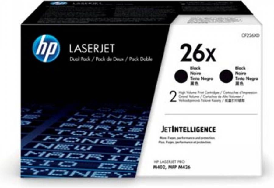 HP toner 26X zwart pagina&apos;s OEM: CF226XD pak van 2 stuks