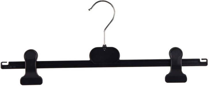 Merkloos Kunststof kleerhangers RK CAP-40 Zwart met rubber klemmen 10 stuks