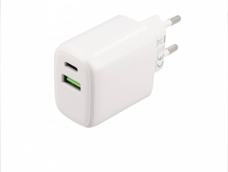 Huismerk Musthavz 2 Poort Power Delivery Thuislader USB-A + USB-C 20W Wit