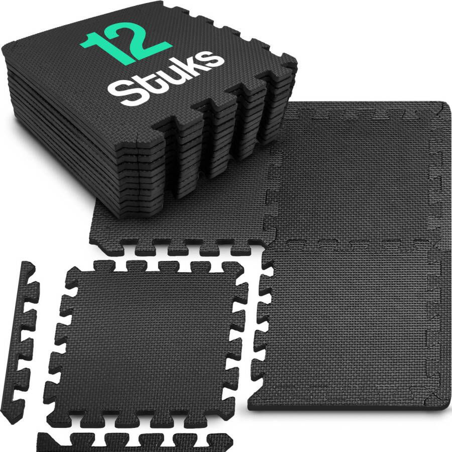Hulser Puzzelmat 30 x 30 x 1 cm 12 stuks 1 08 m2 EVA foam mat Fitnessmat Vloerbeschermer Fitness vloer