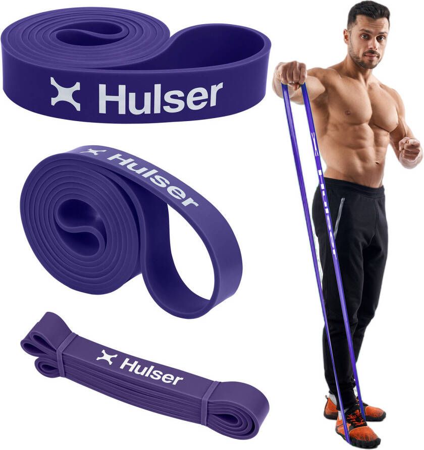 Hulser Resistance band 16 tot 40 kg 104 208 cm Weerstandsband pull up Fitness weerstandband Elastiek Paars