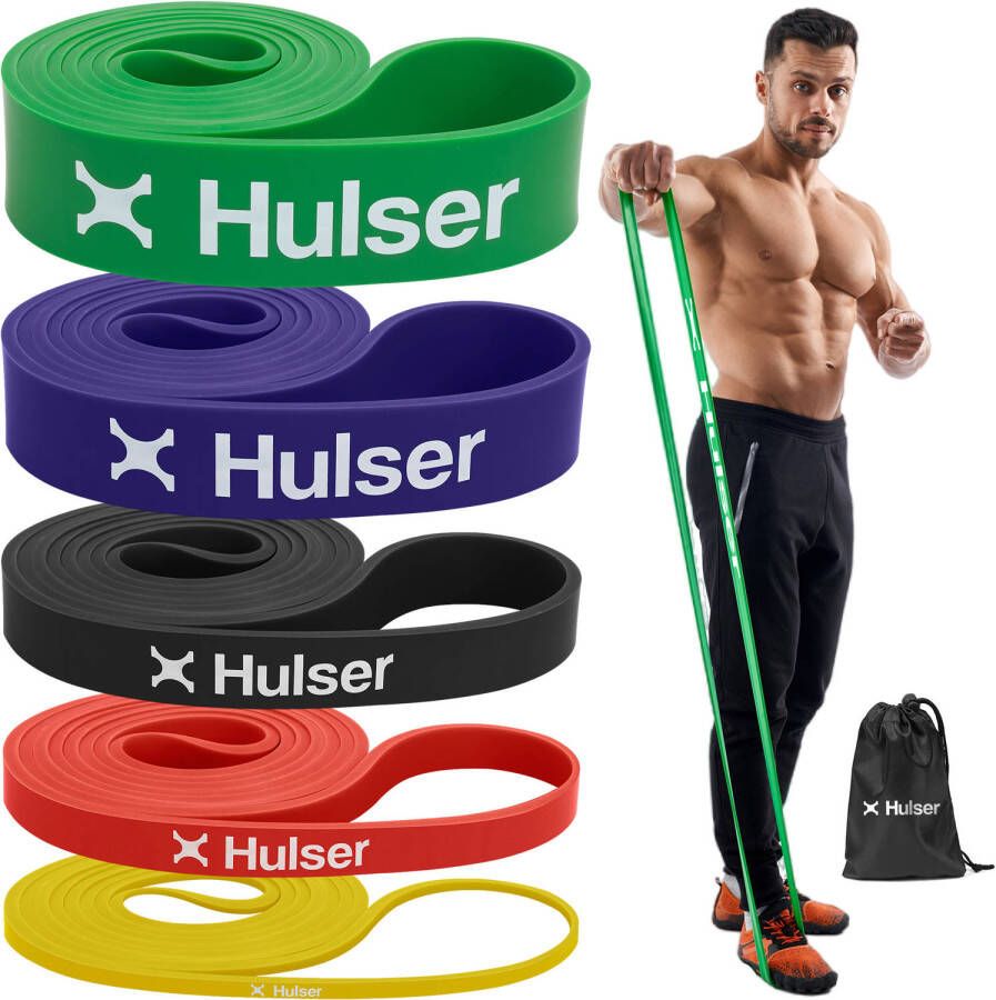 Hulser Resistance band set 5-delig 2 tot 55 kg 104 208 cm Weerstandsband pull up Fitness weerstandband