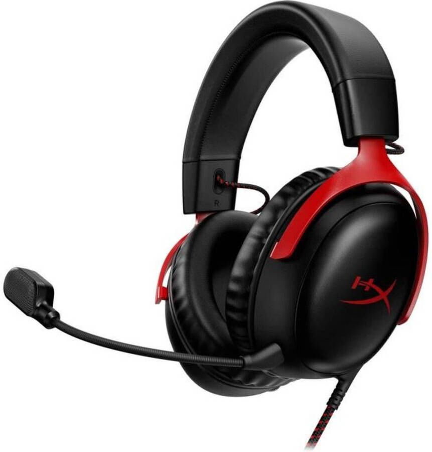 HyperX Cloud III Wired Gaming Headset Zwart Rood (PC PS5 Xbox Series X S)